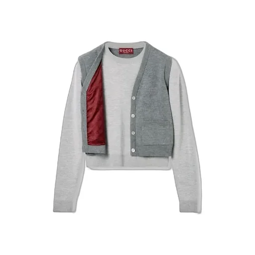 Wool Silk Top With Vest Overlay