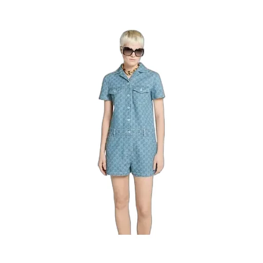 Gg Denim Jacquard Jumpsuit