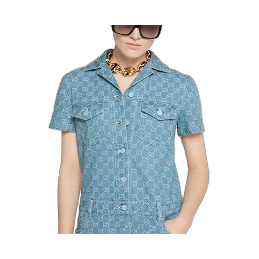 Gg Denim Jacquard Jumpsuit