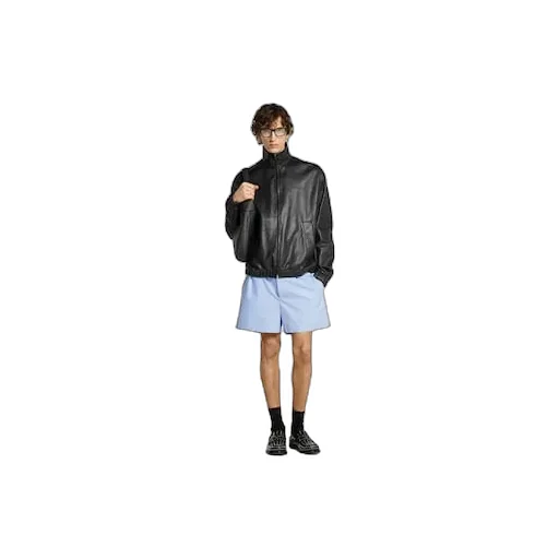 Leather Bomber Jacket With Logo