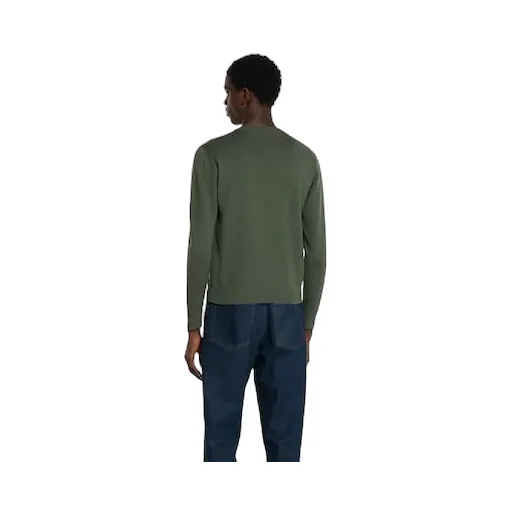 Silk Cotton Knit Sweater With Intarsia