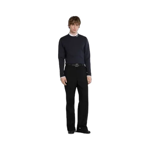 Silk Cotton Knit Sweater With Intarsia