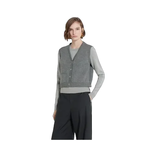Wool Silk Top With Vest Overlay