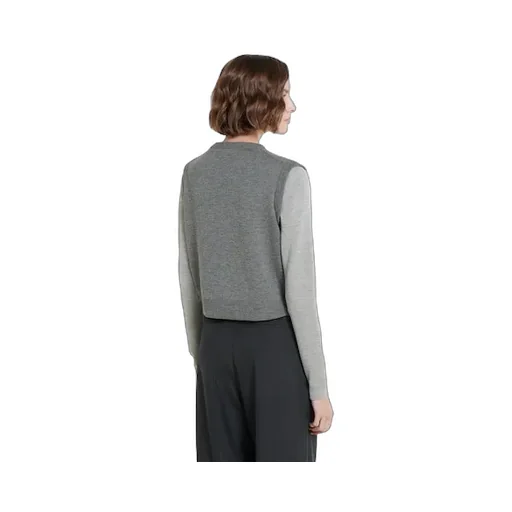 Wool Silk Top With Vest Overlay