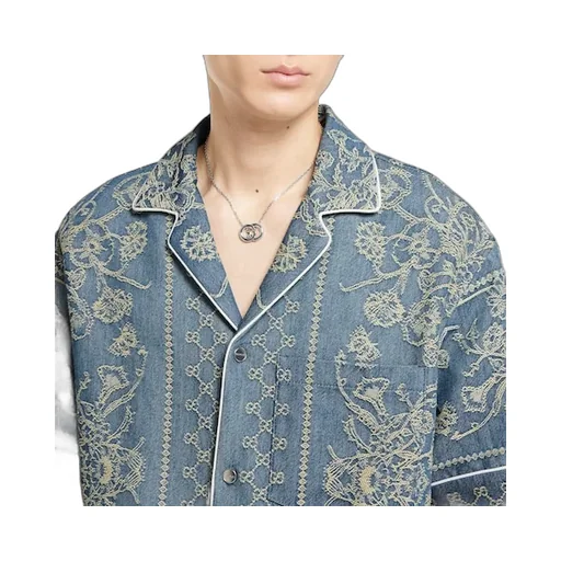 Gg Washed Denim Jacquard Shirt