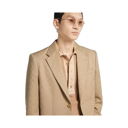 Gg Cotton Gabardine Jacquard Jacket