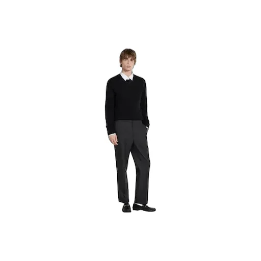 Wool Blend Twill Pant With Logo