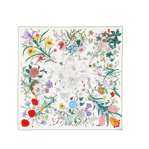 Printed Flora Silk Twill Carré