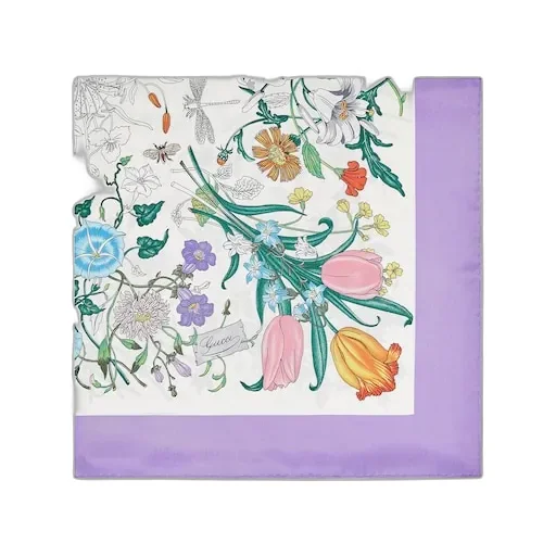 Printed Flora Silk Twill Carré