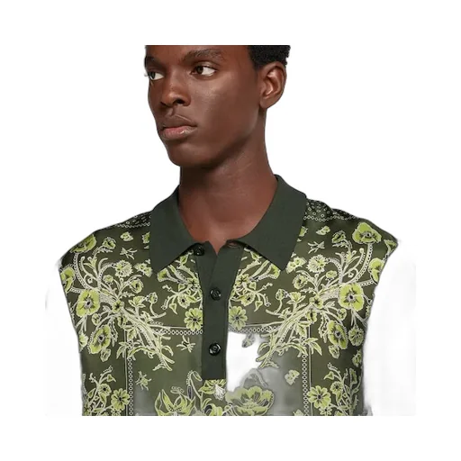 Printed Silk Cotton Knit Polo Shirt