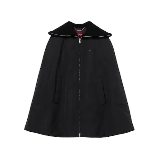 Padded Cape Jacket With Embroidery