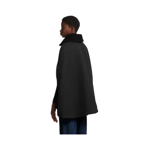 Padded Cape Jacket With Embroidery