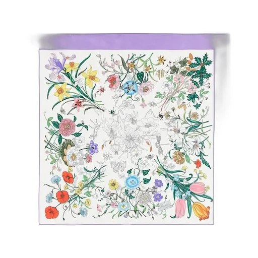 Printed Flora Silk Twill Carré