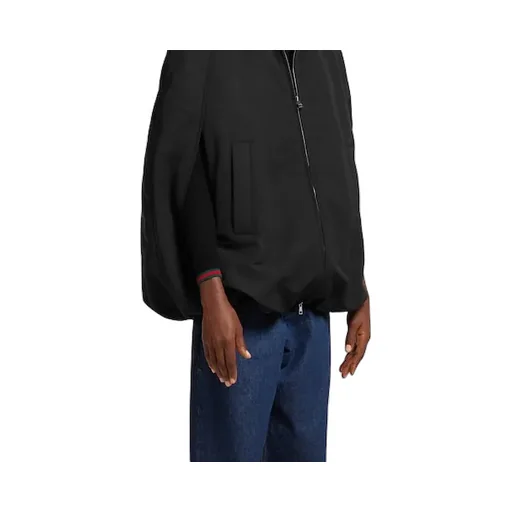 Padded Cape Jacket With Embroidery