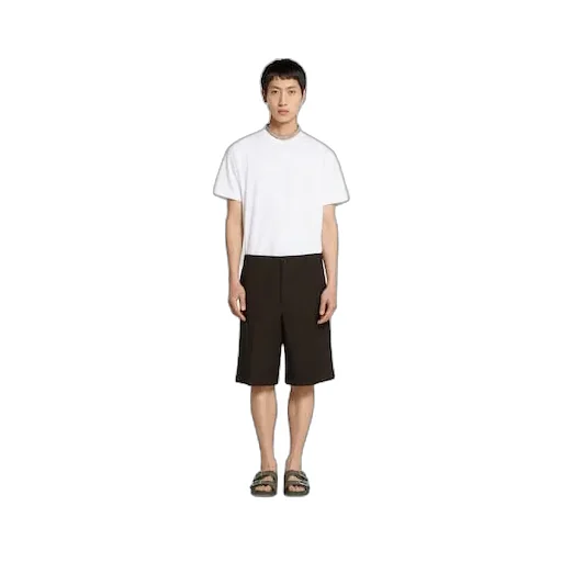 Wool Gabardine Shorts With Embroidery