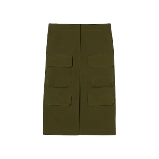 Cotton Canvas Skirt With Embroidery