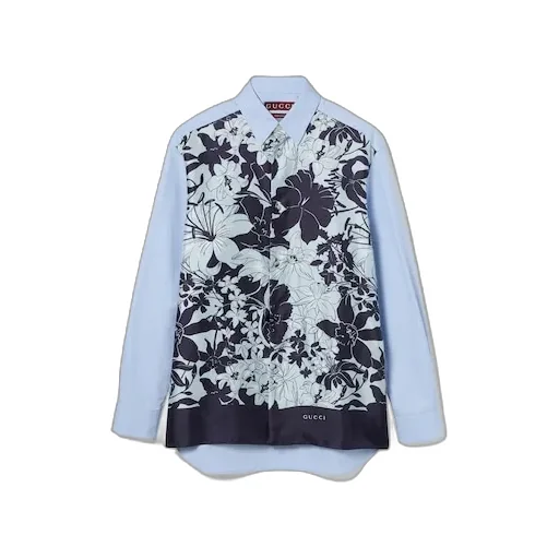 Printed Cotton Silk Twill Shirt