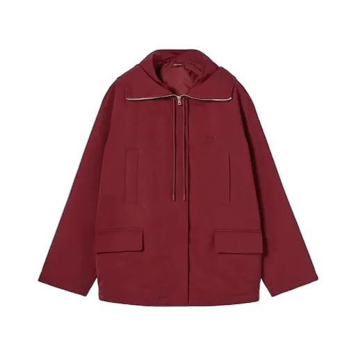 Hooded Fabric Jacket With Logo