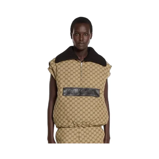 Gg Canvas Gilet With Leather Label