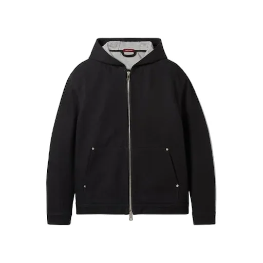 Gg Cotton Denim Jacquard Zip Jacket