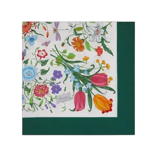 Printed Flora Silk Twill Carré