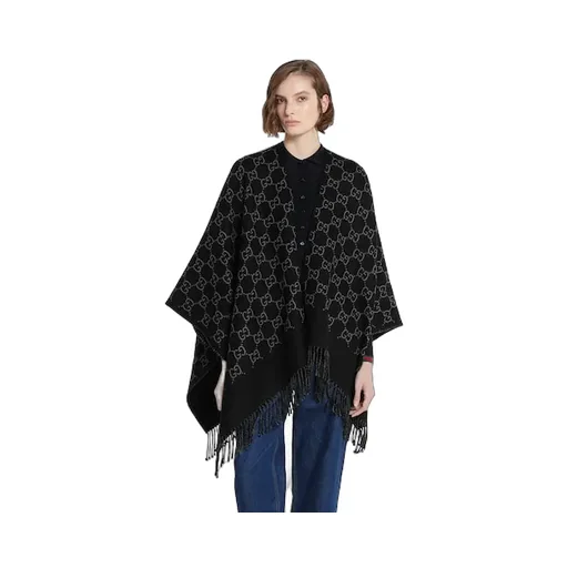 Gg Wool Jacquard Cape