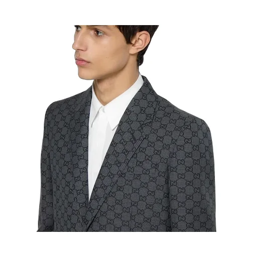 Gg Gingham Technical Wool Jacket
