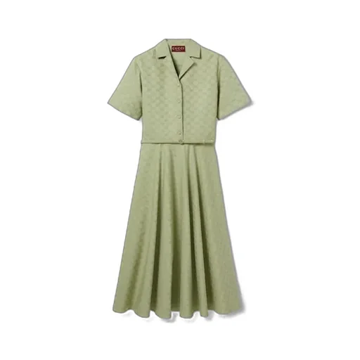 Mid-Length Gg Cotton Gabardine Dress