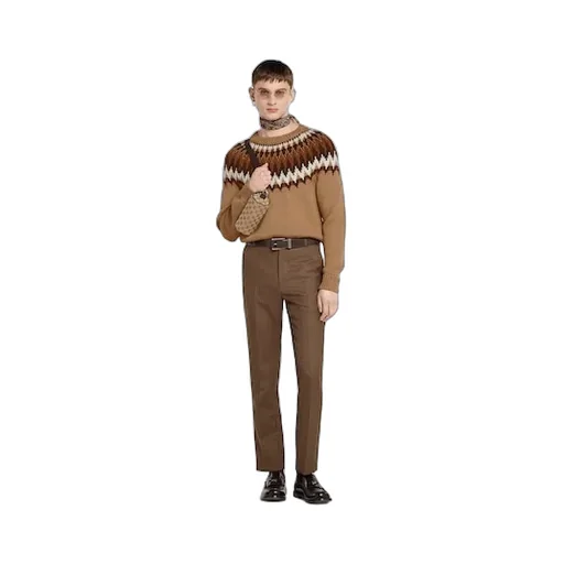 Houndstooth Wool Pant With Embroidery