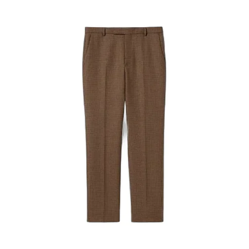 Houndstooth Wool Pant With Embroidery