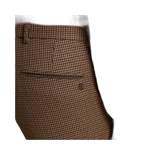 Houndstooth Wool Pant With Embroidery