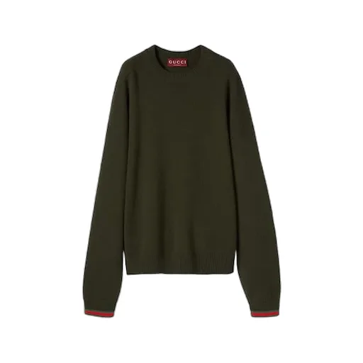 Wool Cashmere Sweater With Web Trim