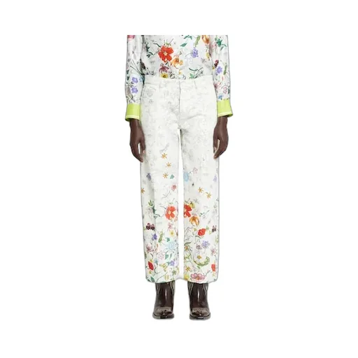 Printed Denim Pants