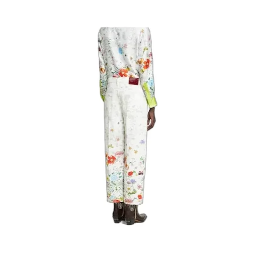 Printed Denim Pants