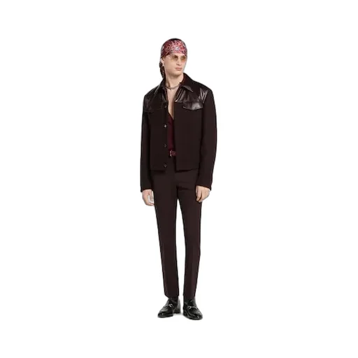 Stretch Wool Pant With Embroidery