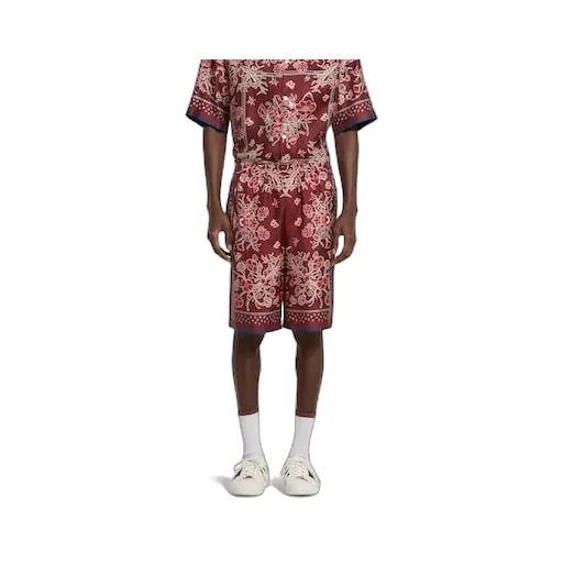 Printed Silk Twill Shorts