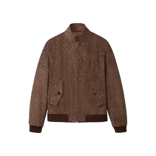 Embossed Gg Suede Bomber Jacket