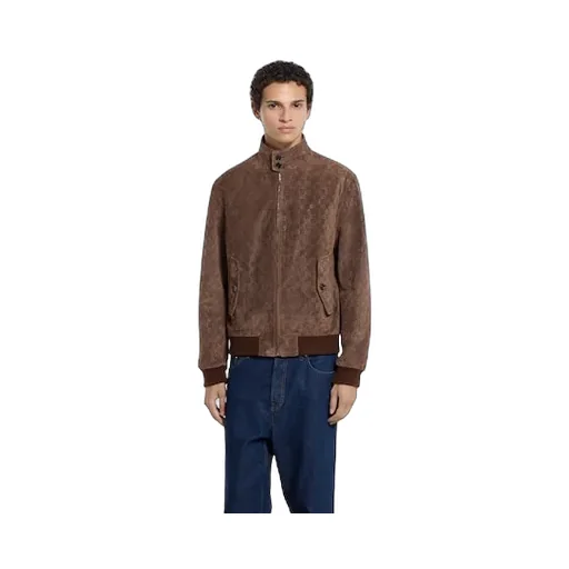 Embossed Gg Suede Bomber Jacket