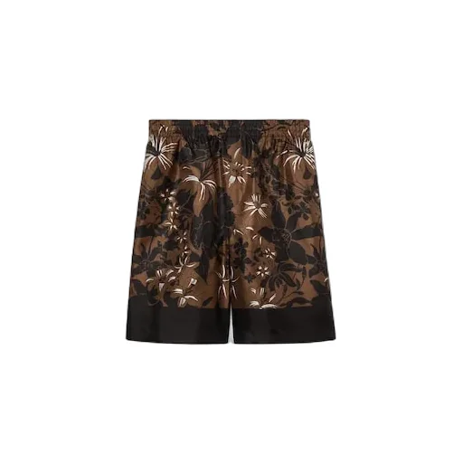 Printed Silk Twill Shorts