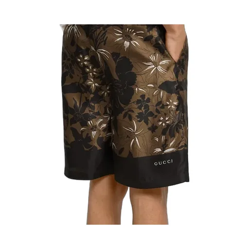 Printed Silk Twill Shorts