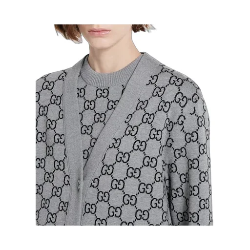 Reversible Gg Wool Jacquard Cardigan