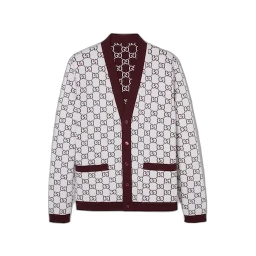 Reversible Gg Wool Jacquard Cardigan