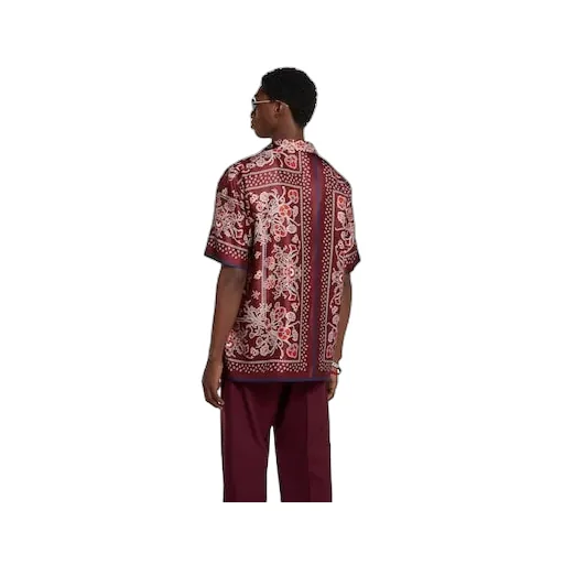 Printed Silk Twill Bowling Shirt