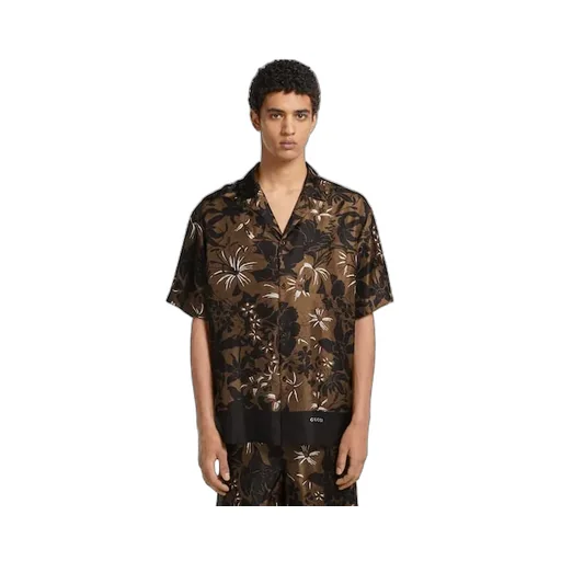 Printed Silk Twill Bowling Shirt