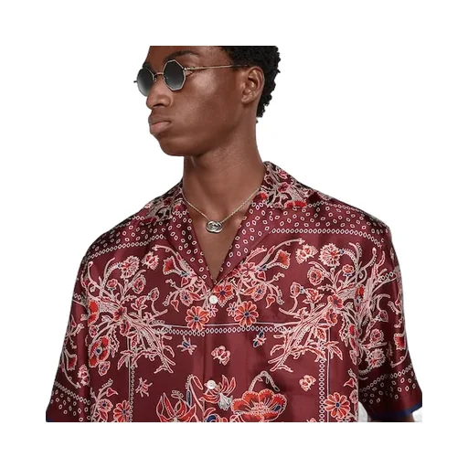 Printed Silk Twill Bowling Shirt