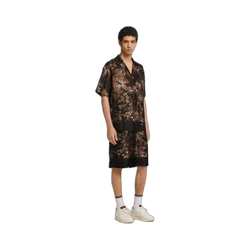 Printed Silk Twill Bowling Shirt