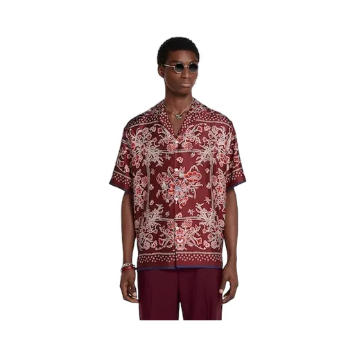 Printed Silk Twill Bowling Shirt