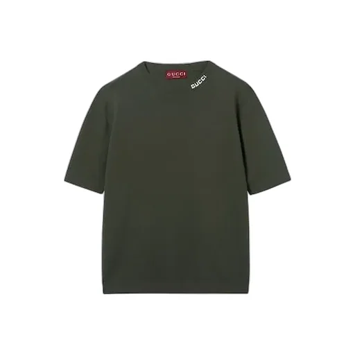 Silk Cotton Knit T-Shirt With Intarsia