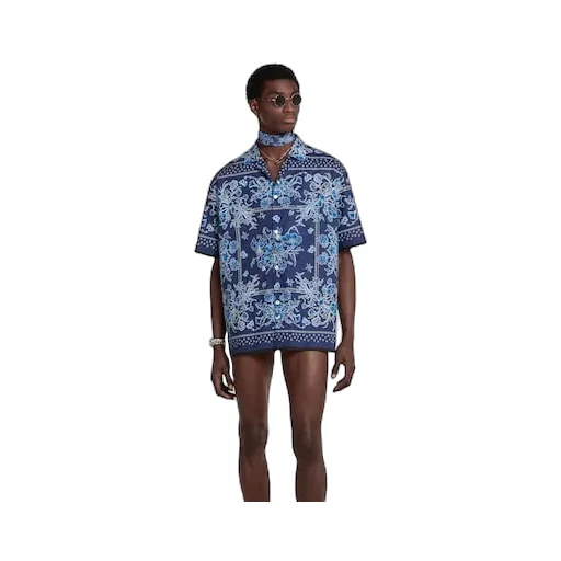 Printed Cotton Poplin Bowling Shirt