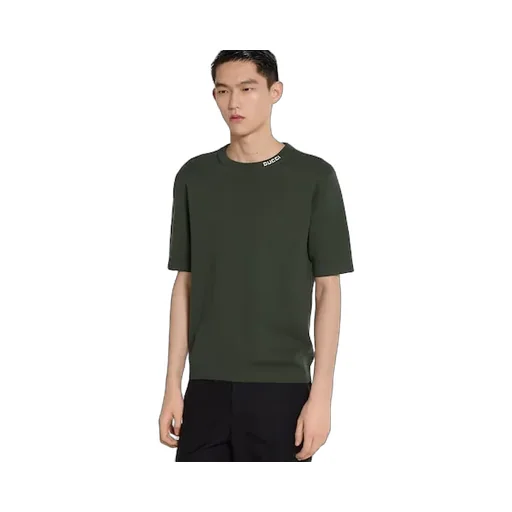 Silk Cotton Knit T-Shirt With Intarsia